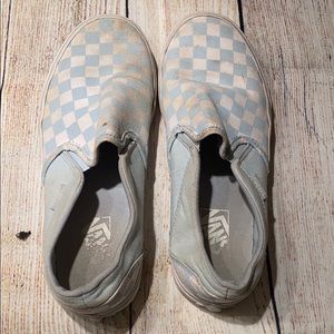 VANS BABY BLUE CHECKERED SLIP ON SNEAKER